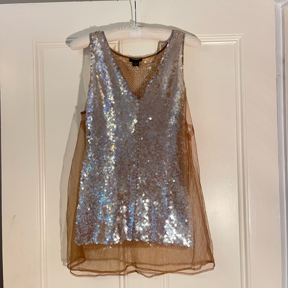 J. Crew Sequin Tank with Mesh Sides